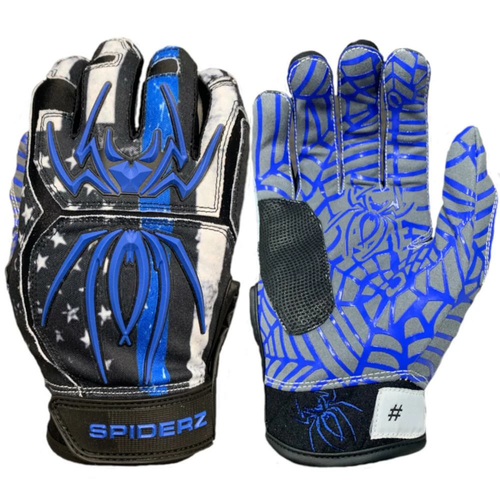 2022 Spiderz HYBRID Batting Gloves: Blue Line 3 2022 Spiderz HYBRID Batting Gloves: Blue Line