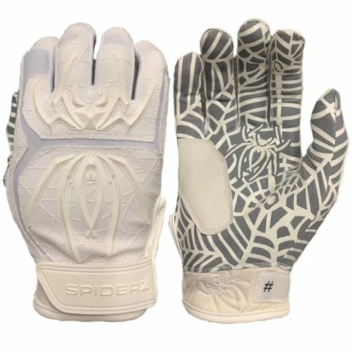 2023 Spiderz HYBRID Batting Gloves: White/White -Outlet Fielding Gloves Store 2020HybWhiteout