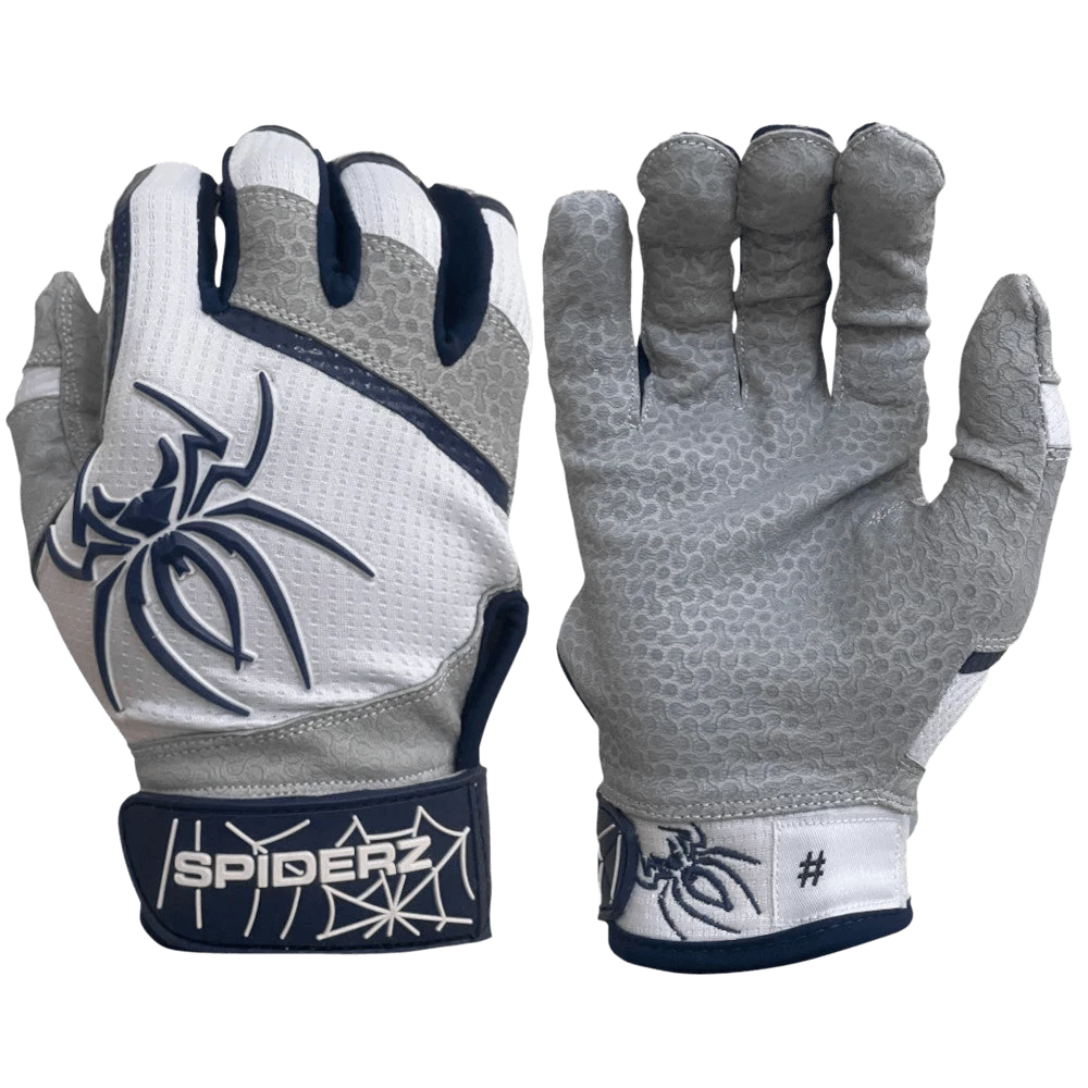 2022 Spiderz PRO Model Batting Gloves: White/Navy Blue 3 2022 Spiderz PRO Model Batting Gloves: White/Navy Blue