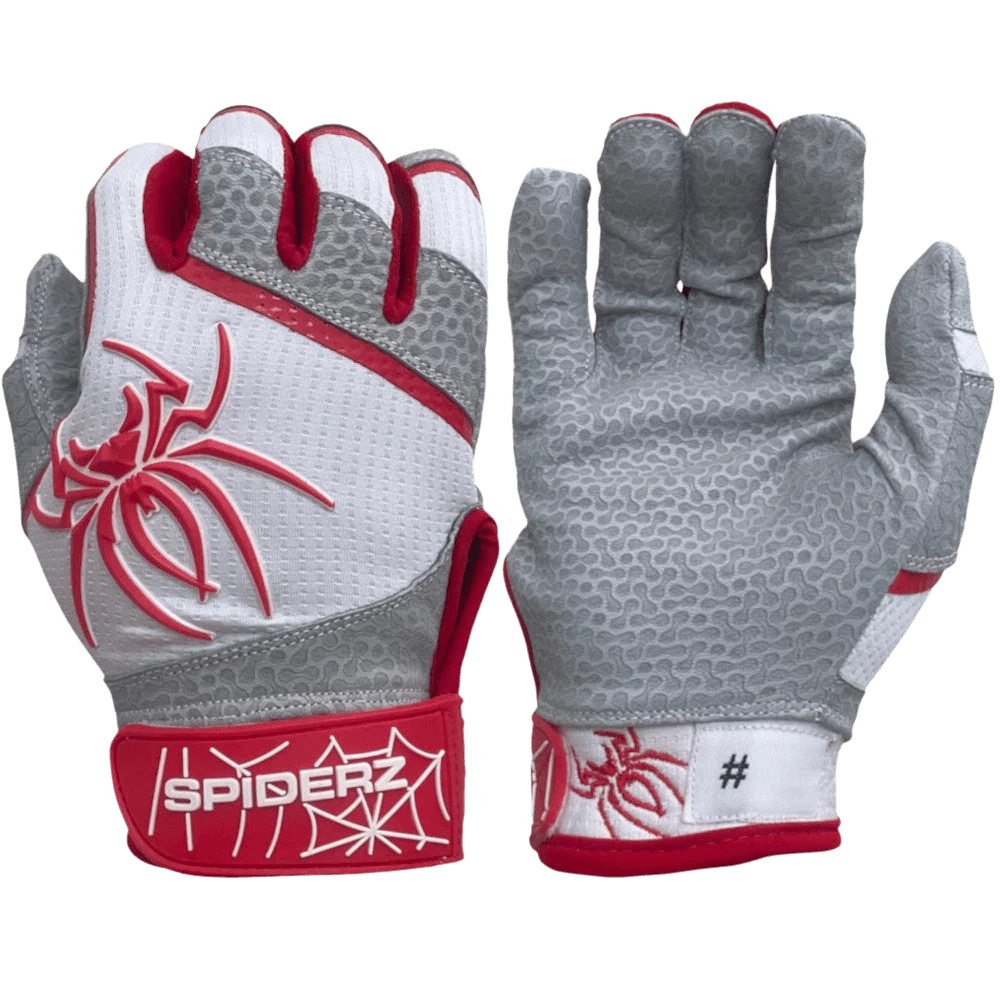 2022 Spiderz PRO Model Batting Gloves: White/Red 3 2022 Spiderz PRO Model Batting Gloves: White/Red