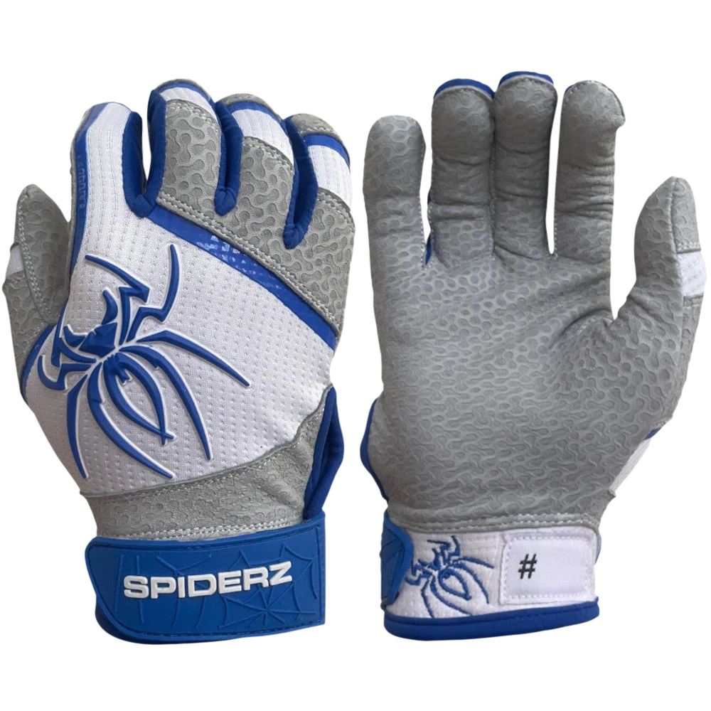 2022 Spiderz PRO Model Batting Gloves: White/Royal Blue 3 2022 Spiderz PRO Model Batting Gloves: White/Royal Blue