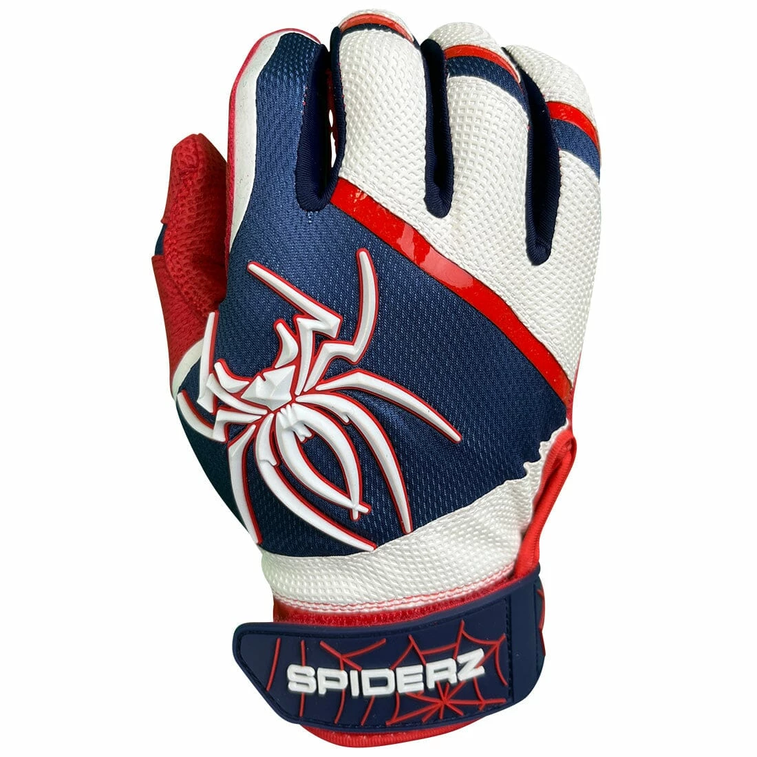 2023 Spiderz Pro Model Batting Gloves: White/Red/Navy 4 2023 Spiderz Pro Model Batting Gloves: White/Red/Navy - Image 2