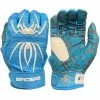 2023 Spiderz HYBRID Batting Gloves: Columbia Blue/White -Outlet Fielding Gloves Store 22CarolinaWhite