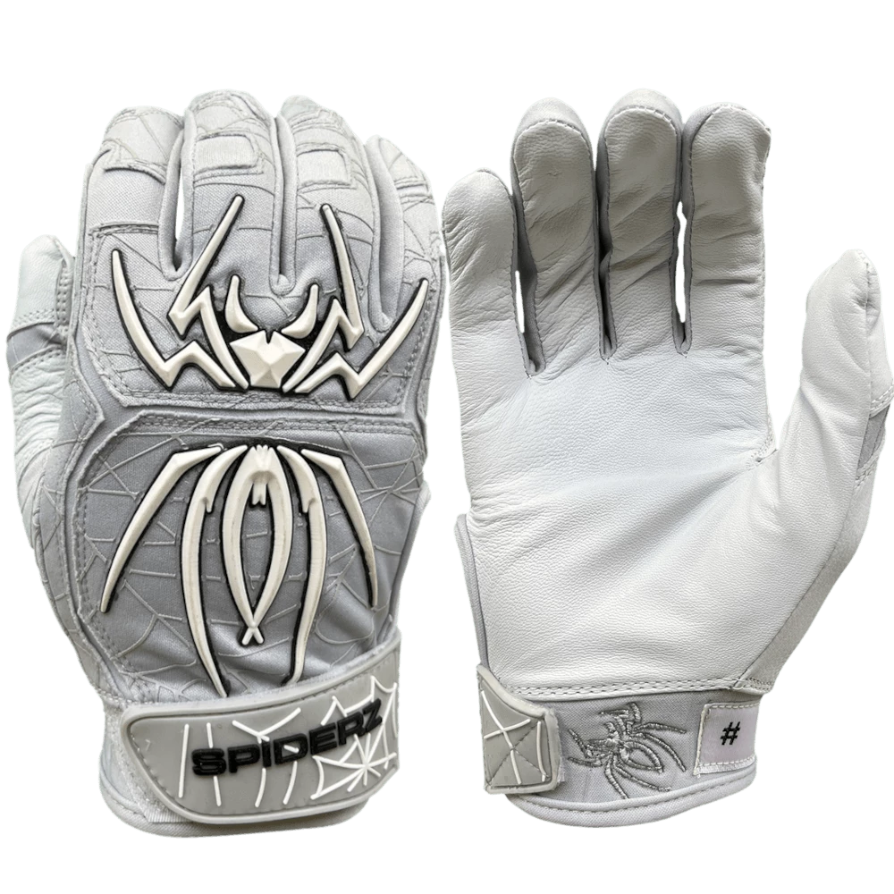 2022 Spiderz ENDITE Batting Gloves: Grey And White 3 2022 Spiderz ENDITE Batting Gloves: Grey And White