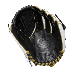 Wilson A500 SIREN 11.5" Youth Fastpitch Softball Glove: WTA05LF20115 -Outlet Fielding Gloves Store A05LF2011 1 Siren 115 Black White MetallicGold Palm