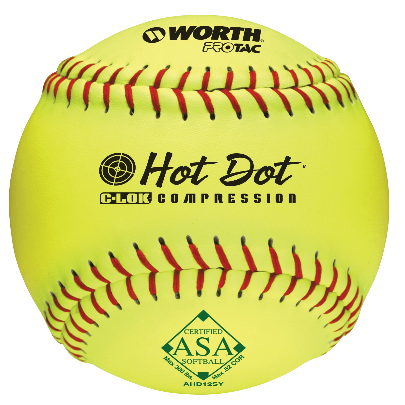 Worth 12" ASA Hot Dot Slowpitch Softballs (Dozen): AHD12SY 3 Worth 12" ASA Hot Dot Slowpitch Softballs (Dozen): AHD12SY