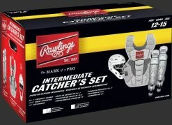 Rawlings Intermediate White/Silver VELO 2.0 Catcher's Gear Box Set: CSV2I-W/SIL -Outlet Fielding Gloves Store CSV2I 1