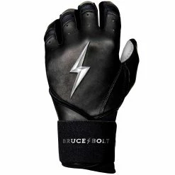 Bruce Bolt PREMIUM PRO Chrome Series Long Cuff Batting Gloves: Black -Outlet Fielding Gloves Store LC CHRB LEFT