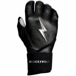 Bruce Bolt PREMIUM PRO Chrome Series Long Cuff Batting Gloves: Black -Outlet Fielding Gloves Store LC CHRB RIGHT