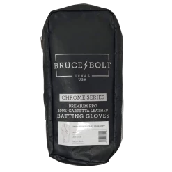 Bruce Bolt PREMIUM PRO Chrome Series Long Cuff Batting Gloves: White -Outlet Fielding Gloves Store LC CHRW BAG