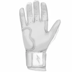 Bruce Bolt PREMIUM PRO Chrome Series Long Cuff Batting Gloves: White -Outlet Fielding Gloves Store LC CHRW PALM