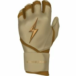 Bruce Bolt PREMIUM PRO Gold Series Batting Gloves: Long Cuff -Outlet Fielding Gloves Store LC GLD LEFT