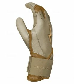 Bruce Bolt PREMIUM PRO Gold Series Batting Gloves: Long Cuff -Outlet Fielding Gloves Store LC GLD SIDE
