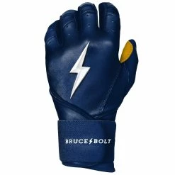 Bruce Bolt PREMIUM PRO Long Cuff Batting Gloves: Navy -Outlet Fielding Gloves Store LC NVYG LEFT