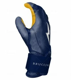Bruce Bolt PREMIUM PRO Long Cuff Batting Gloves: Navy -Outlet Fielding Gloves Store LC NVYG SIDE