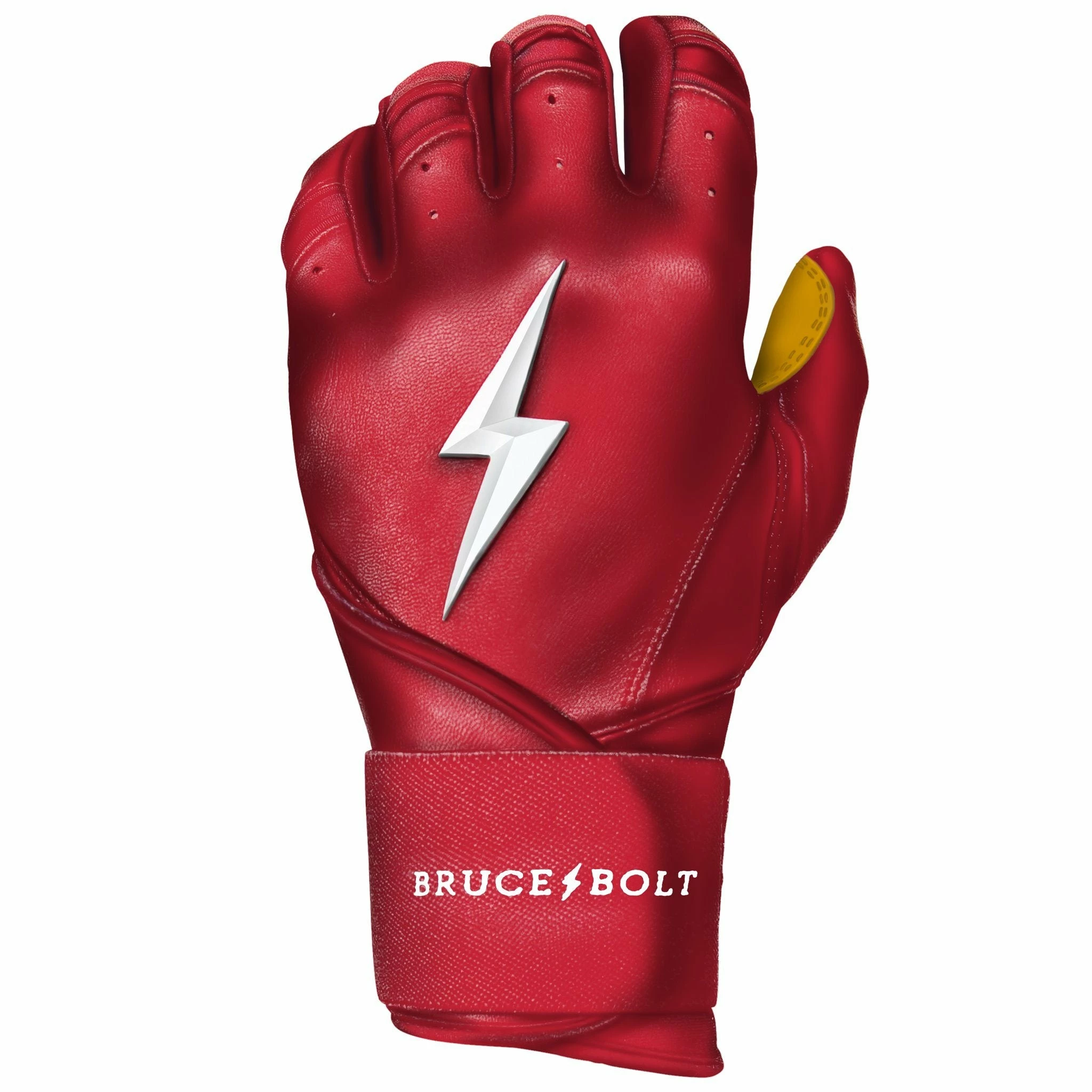 Bruce Bolt PREMIUM PRO Long Cuff Batting Gloves: Red 5 Bruce Bolt PREMIUM PRO Long Cuff Batting Gloves: Red - Image 3