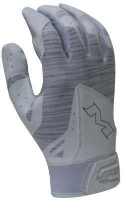 2018 Miken Pro White And Grey Batting Gloves: MBGL18-WHT