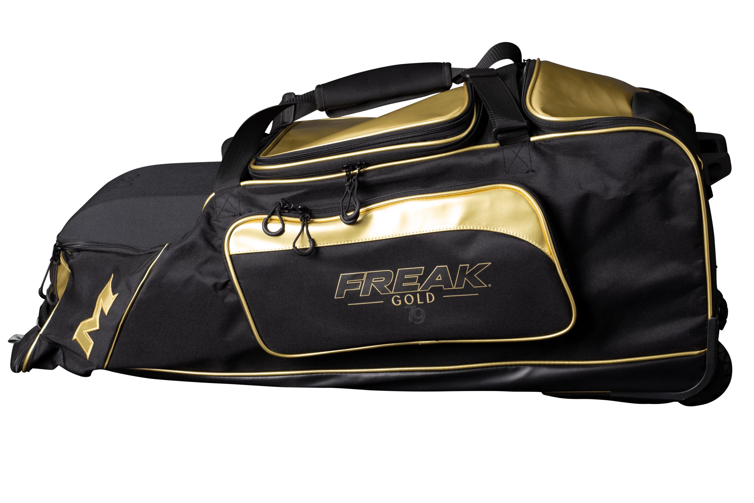 2022 Miken MK7X Championship Wheeled Roller Bag (Freak Gold Series): MKMK7X-CH-GLD 3 2022 Miken MK7X Championship Wheeled Roller Bag (Freak Gold Series): MKMK7X-CH-GLD
