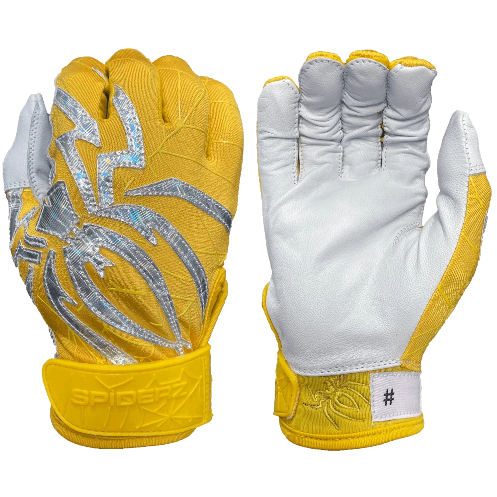 2022 Spiderz PRIZM Batting Gloves: Yellow/Silver 3 2022 Spiderz PRIZM Batting Gloves: Yellow/Silver