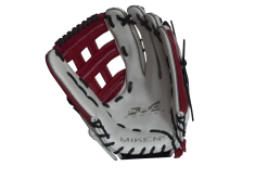 Miken Pro Series 14″ Slow Pitch Fielding Glove – White/Scarlet/Navy: PRO140WSN -Outlet Fielding Gloves Store PRO140WSN FRONT