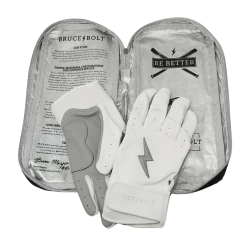 Bruce Bolt PREMIUM PRO Chrome Series Short Cuff Batting Gloves: White 14 Bruce Bolt PREMIUM PRO Chrome Series Short Cuff Batting Gloves: White -Outlet Fielding Gloves Store SC CHRW BAG2