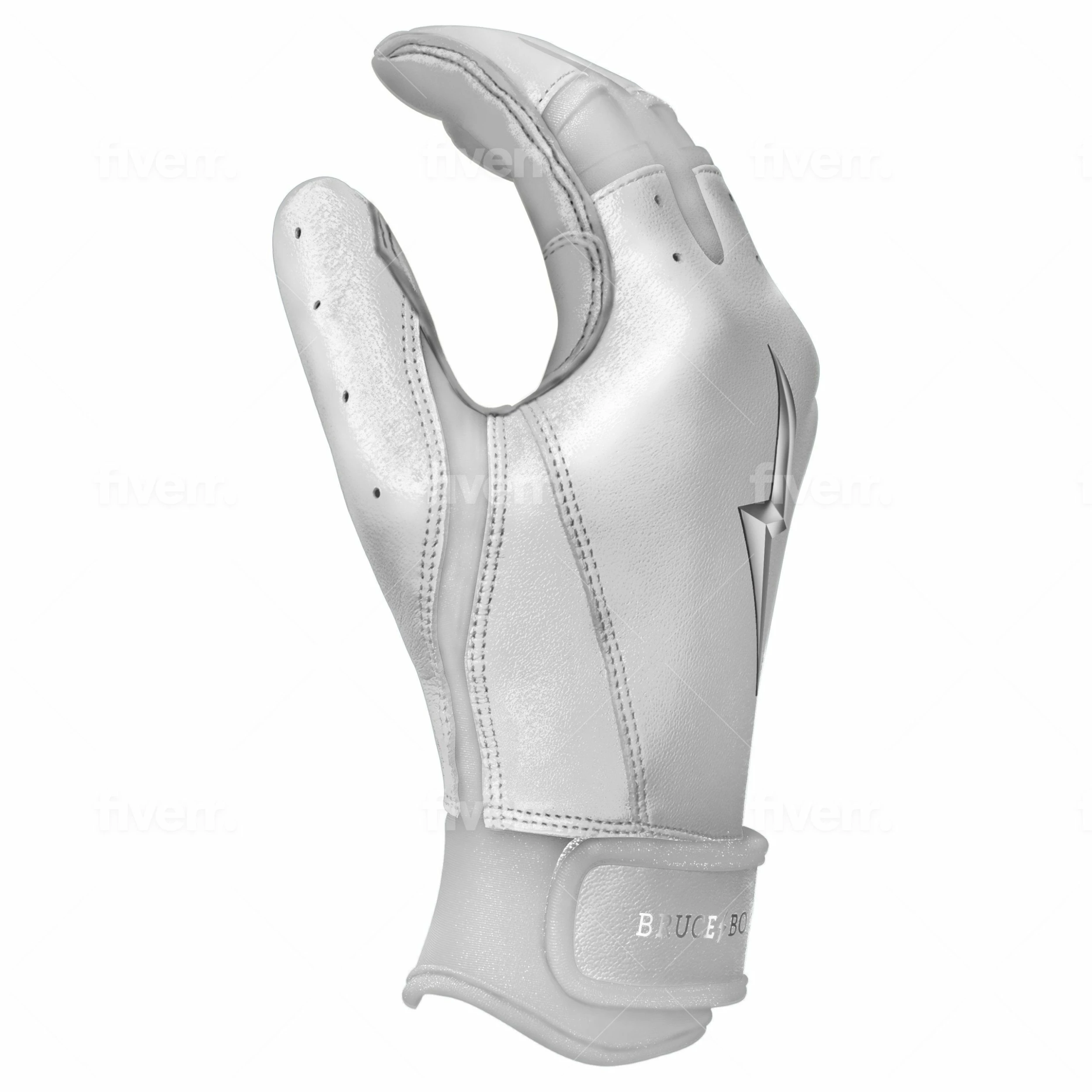 Bruce Bolt PREMIUM PRO Chrome Series Short Cuff Batting Gloves: White 11 Bruce Bolt PREMIUM PRO Chrome Series Short Cuff Batting Gloves: White - Image 9