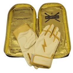 Bruce Bolt PREMIUM PRO Gold Series Batting Gloves: Short Cuff -Outlet Fielding Gloves Store SC GLD BAG2