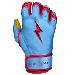 Bruce Bolt PREMIUM PRO BADER Series Short Cuff Batting Gloves: Baby Blue -Outlet Fielding Gloves Store SC HBB RIGHT