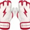 Bruce Bolt PREMIUM PRO BADER Series Short Cuff Batting Gloves: White -Outlet Fielding Gloves Store SC HBW HERO