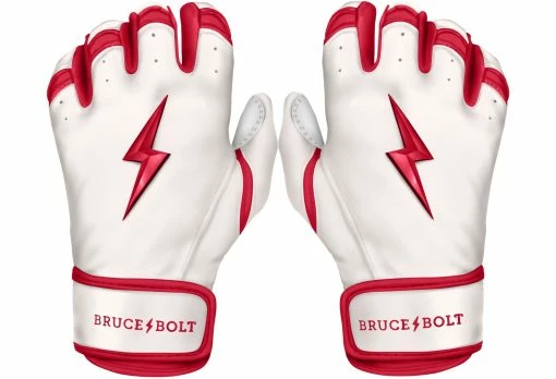 Bruce Bolt PREMIUM PRO BADER Series Short Cuff Batting Gloves: White -Outlet Fielding Gloves Store SC HBW HERO
