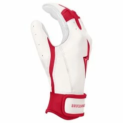 Bruce Bolt PREMIUM PRO BADER Series Short Cuff Batting Gloves: White -Outlet Fielding Gloves Store SC HBW SIDE