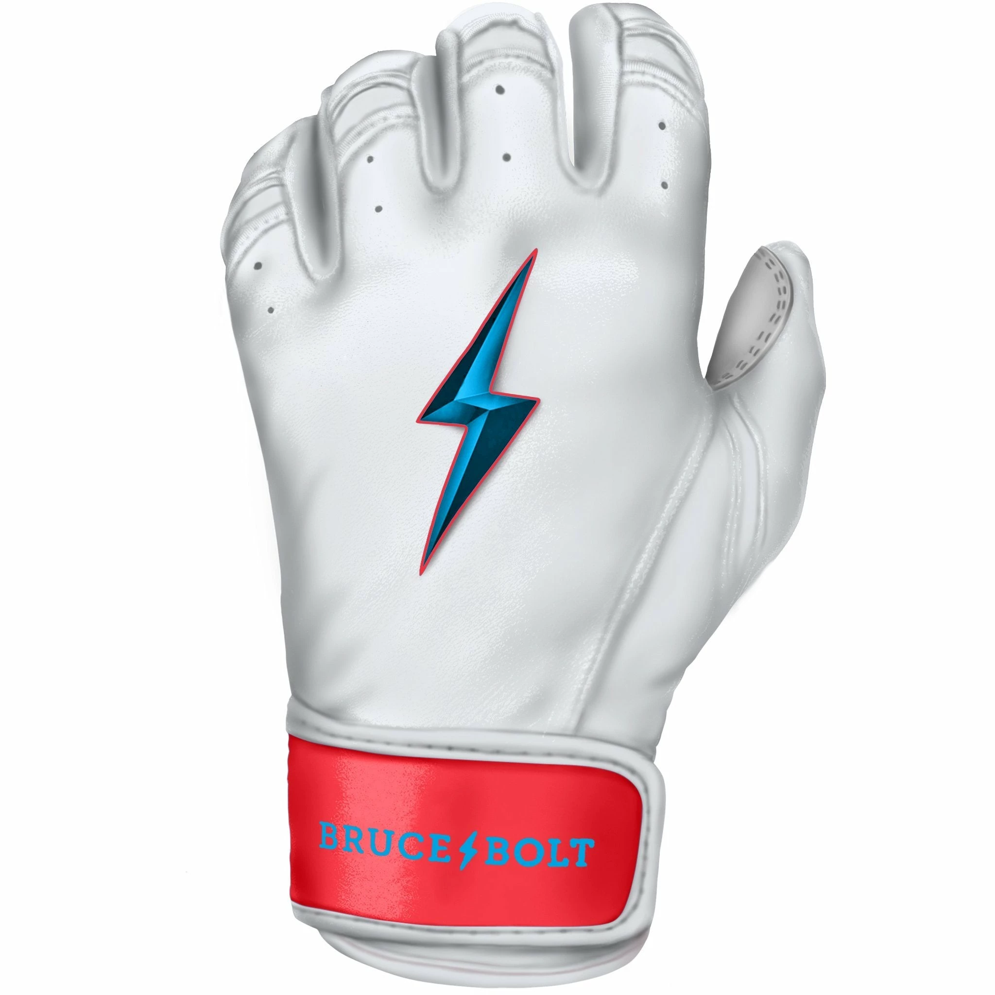 Bruce Bolt PREMIUM PRO BRINSON Series Short Cuff Batting Gloves: White 4 Bruce Bolt PREMIUM PRO BRINSON Series Short Cuff Batting Gloves: White - Image 2