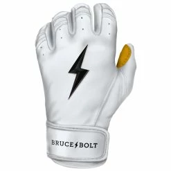 Bruce Bolt PREMIUM PRO Short Cuff Batting Gloves: White -Outlet Fielding Gloves Store SC WHTG LEFT