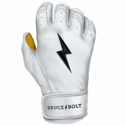 Bruce Bolt PREMIUM PRO Short Cuff Batting Gloves: White -Outlet Fielding Gloves Store SC WHTG RIGHT