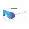 100% S2 Sunglasses Matte White - HiPER Blue Multilayer Mirror Lens -Outlet Fielding Gloves Store SP21 S2 60006 00006 3Q