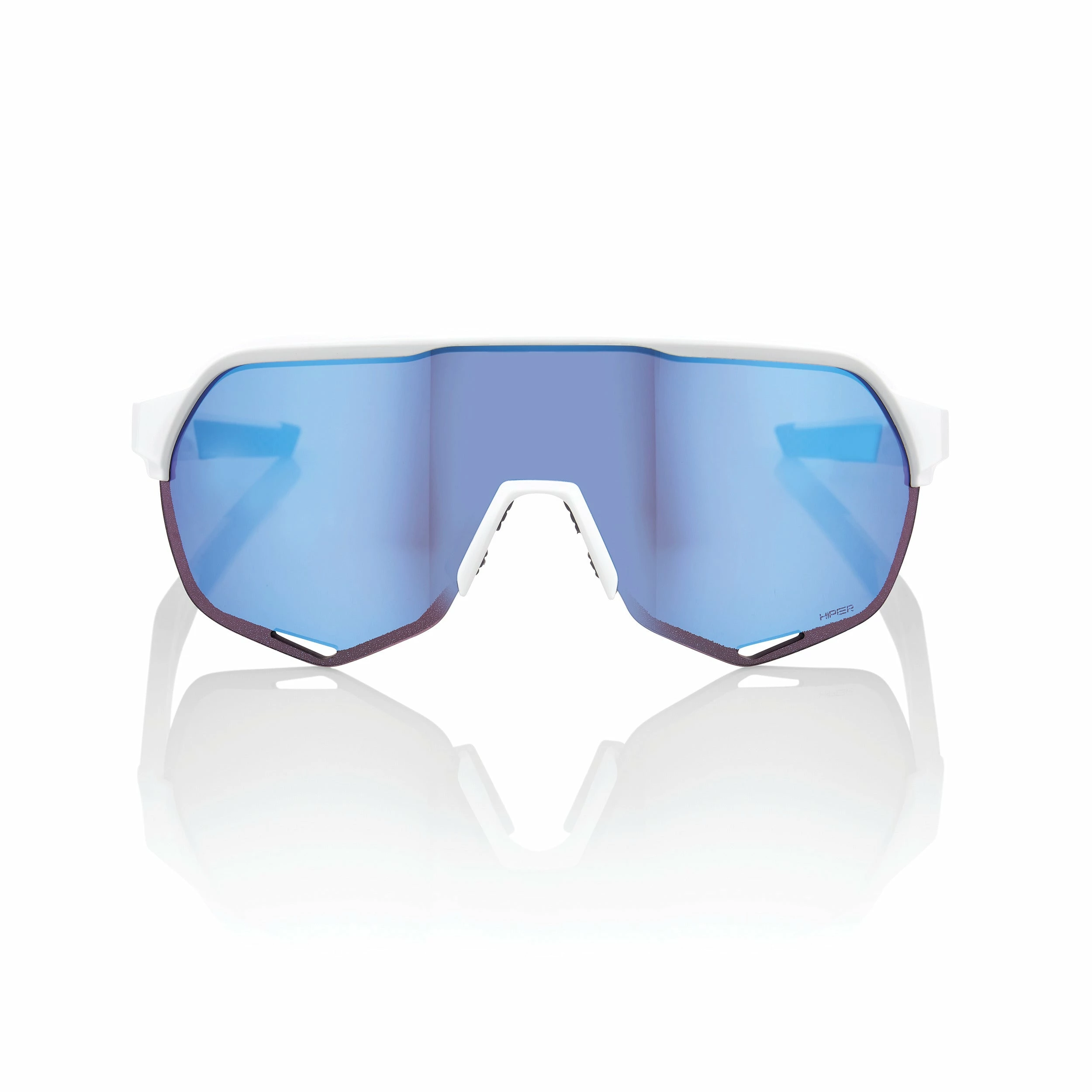 100% S2 Sunglasses Matte White - HiPER Blue Multilayer Mirror Lens 4 100% S2 Sunglasses Matte White - HiPER Blue Multilayer Mirror Lens - Image 2