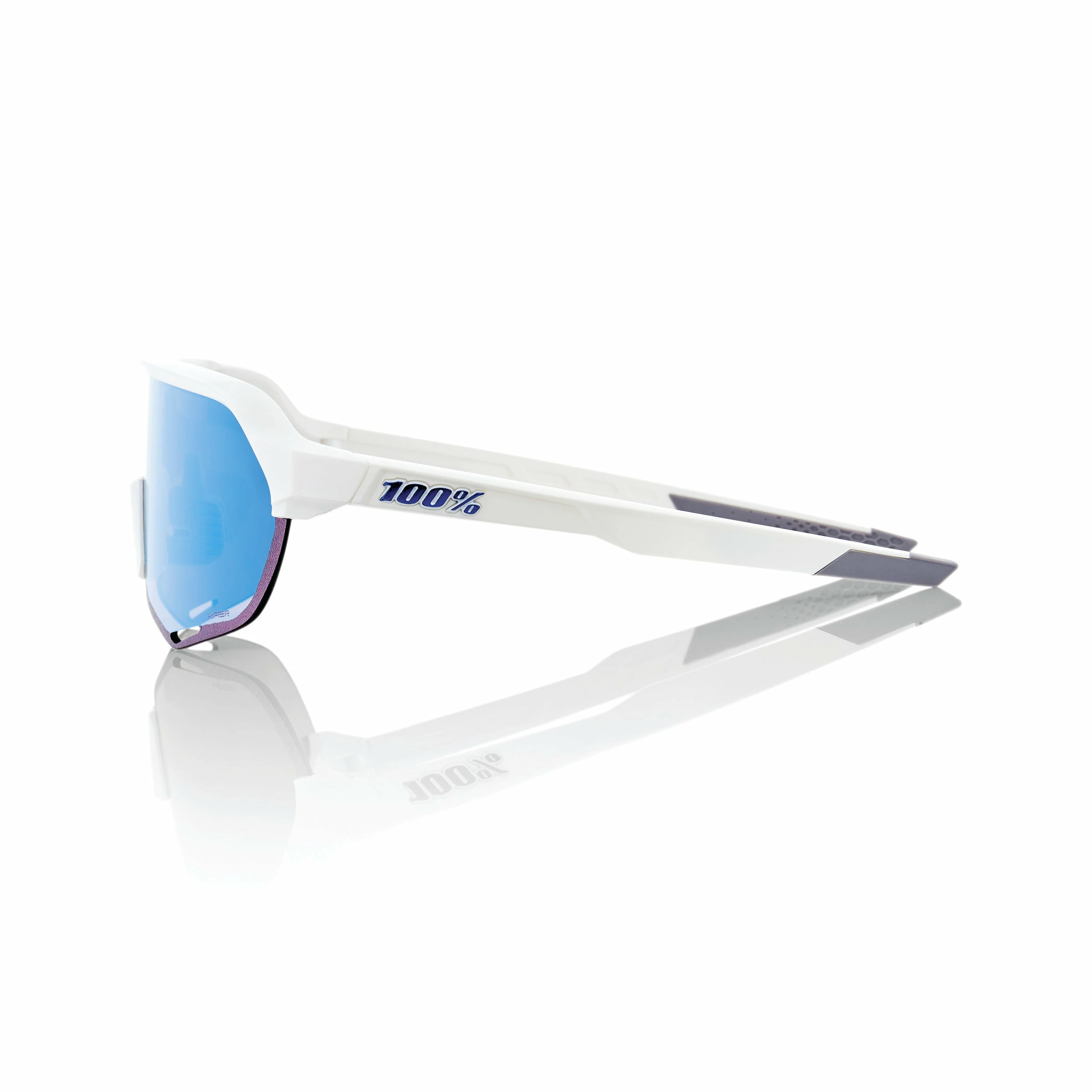 100% S2 Sunglasses Matte White - HiPER Blue Multilayer Mirror Lens 5 100% S2 Sunglasses Matte White - HiPER Blue Multilayer Mirror Lens - Image 3