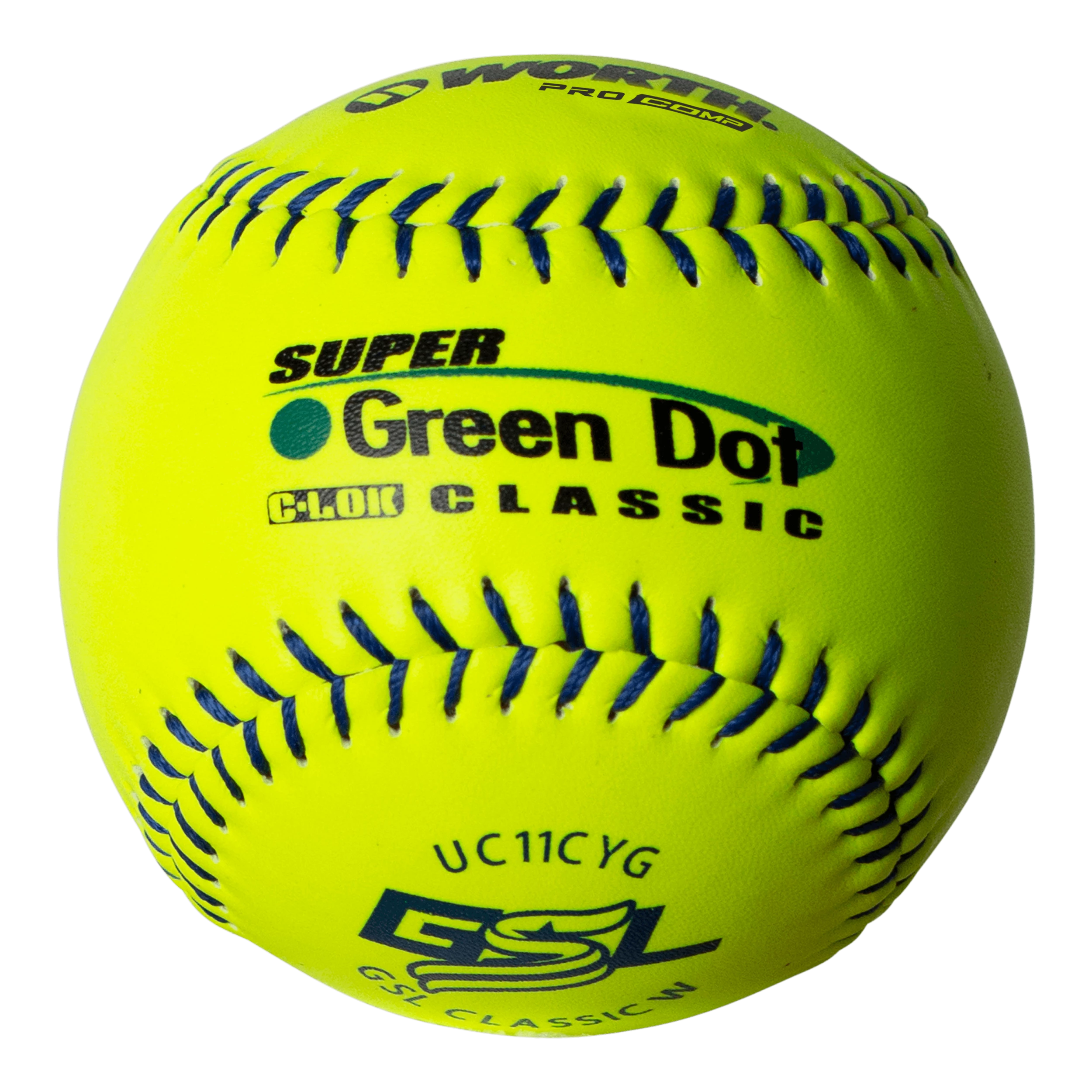 Worth 11" GSL Super Green Dot Classic W Composite Softballs (Dozen): UC11CYG 3 Worth 11" GSL Super Green Dot Classic W Composite Softballs (Dozen): UC11CYG