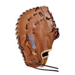 2023 Wilson A2000 AC4 12.5" Fastpitch First Base Mitt: WBW101017125 -Outlet Fielding Gloves Store WBW101017 3 A2000 FP Amanda Chidester GM FP1620 125 SaddleTan Blonde Blue