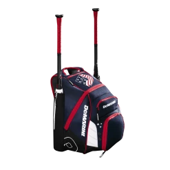 DeMarini VooDoo Rebirth Equipment Backpack (Multiple Colors): WTD9105 -Outlet Fielding Gloves Store WTD9105US Voodoo Rebirth Backpack Blue Red White Bats