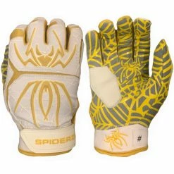 2021 Spiderz HYBRID Small Batch Batting Gloves: White/Gold