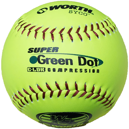 Worth 11" Super Green Dot WSL Slowpitch Softballs 47/400 (Dozen): YS11WSLC 3 Worth 11" Super Green Dot WSL Slowpitch Softballs 47/400 (Dozen): YS11WSLC