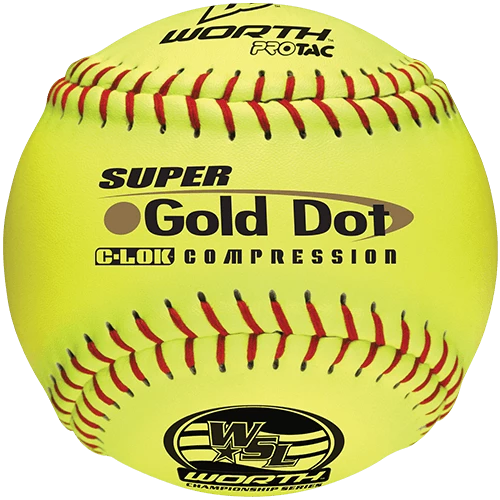 Worth 12" Super Gold Dot WSL Slowpitch Softballs (Dozen): YS44WSLS -Outlet Fielding Gloves Store Worth YS44WSLS 500x500 556f22e5 7012 46b2 b701 a0ac66d8538a