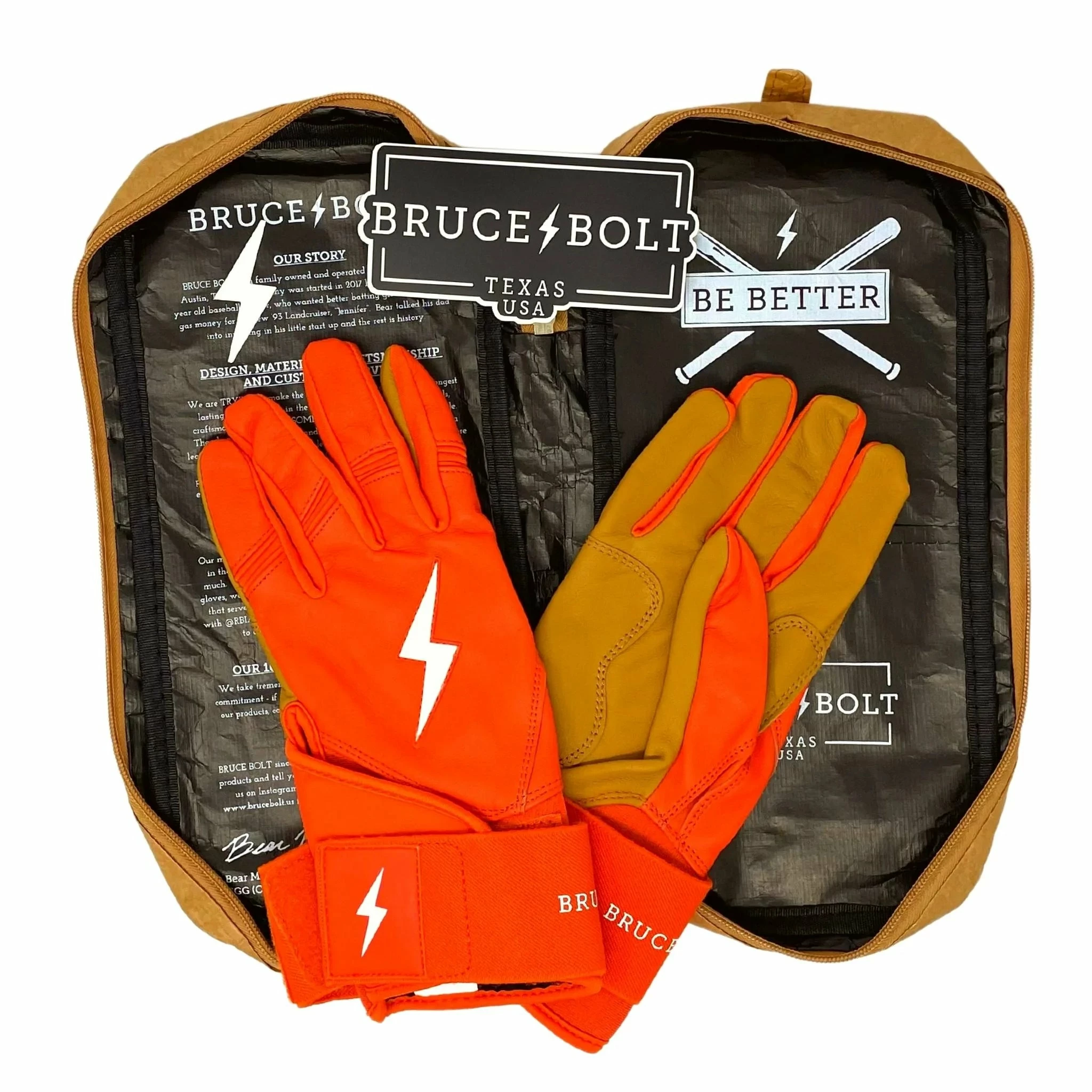 Bruce Bolt PREMIUM PRO Long Cuff Batting Gloves: Orange 6 Bruce Bolt PREMIUM PRO Long Cuff Batting Gloves: Orange - Image 4