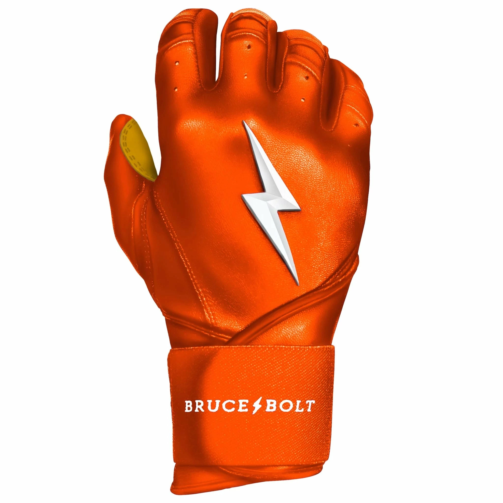 Bruce Bolt PREMIUM PRO Long Cuff Batting Gloves: Orange 4 Bruce Bolt PREMIUM PRO Long Cuff Batting Gloves: Orange - Image 2