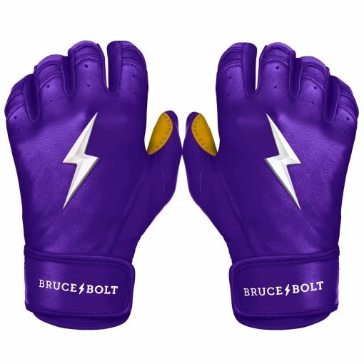 Bruce Bolt PREMIUM PRO Short Cuff Batting Gloves: Purple -Outlet Fielding Gloves Store premium pro short cuff batting gloves purple brucebolt 588698